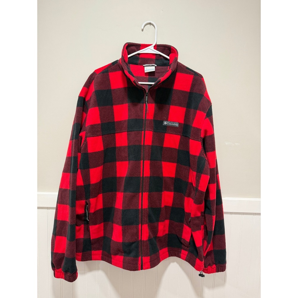 Columbia Buffalo Plaid Full Zip Fleece Jacket Fall Casual Outdoor Men Size XXL